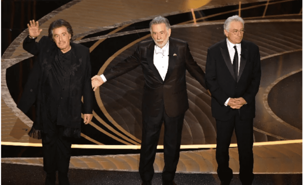Oscar 2022, la reunion de Il Padrino Al Pacino, Robert De Niro e
