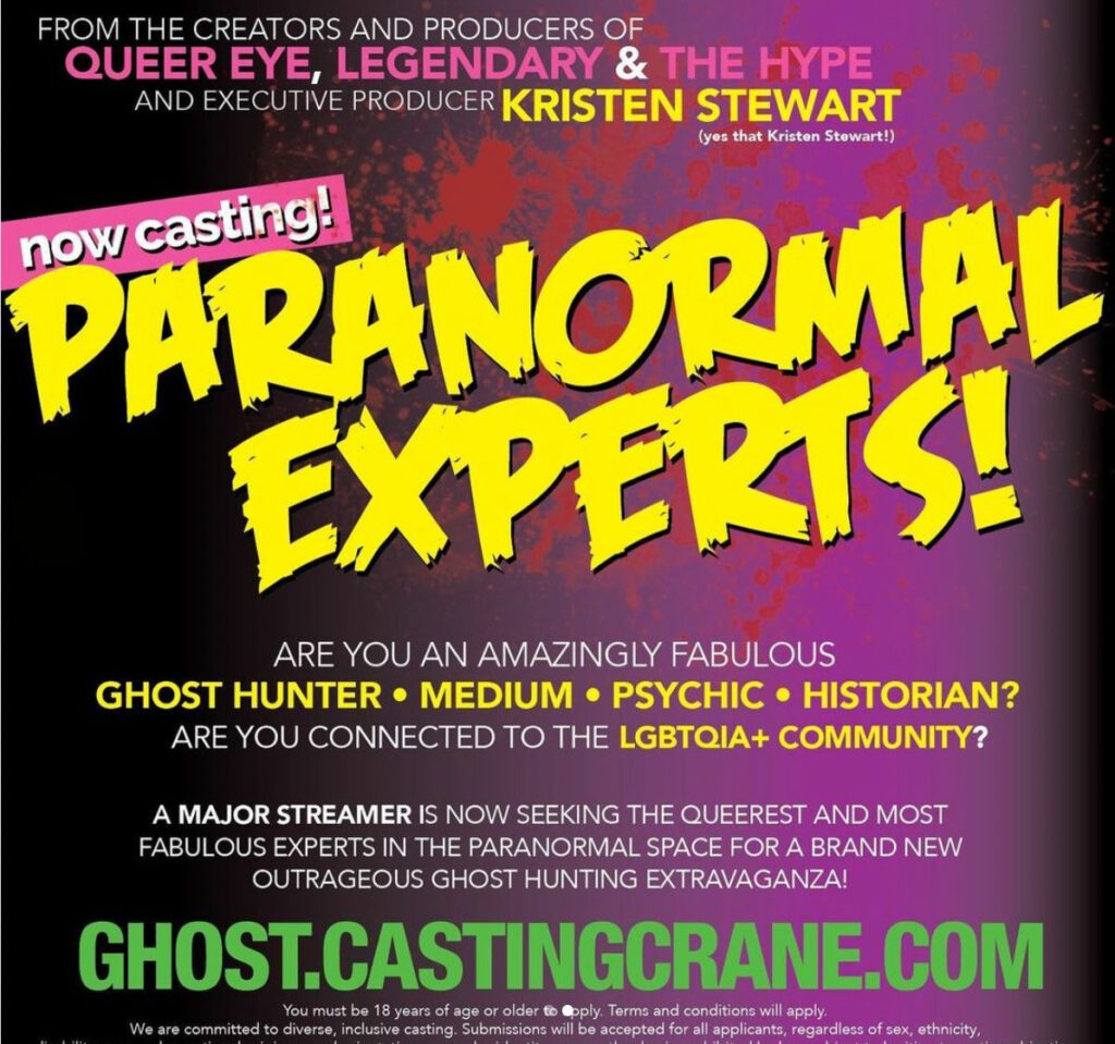 Kristen Stewart cerca esperti del paranormale per un Super Gay Reality